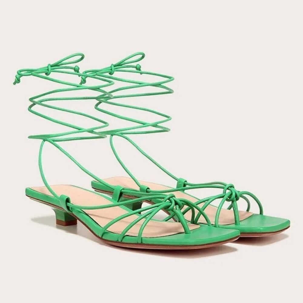 Veronica Beard Foley Ankle Tie Sandal Jungle Green NEW - Size: 8